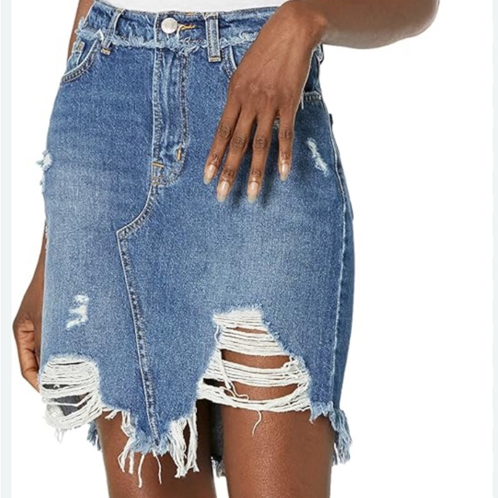 Current/Elliott Blue Mini Pencil Skirt Asymmetrical Cut Out